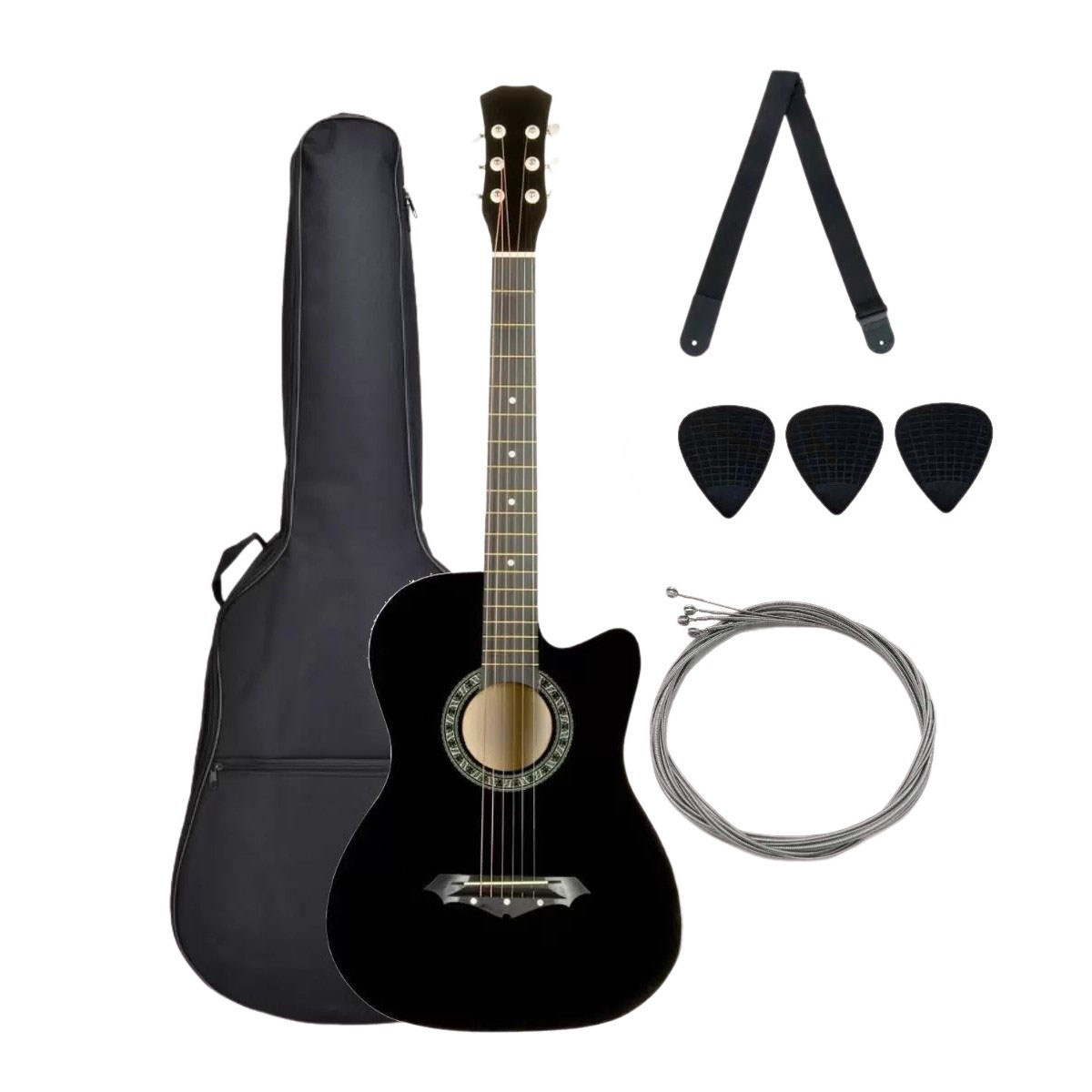 Фолк гитара комплект Jordani JD3810 SET BK